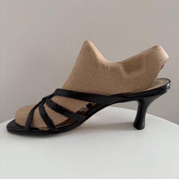 La Diva - Black - Leather - Sandals with Heel - Size 9 - Picture 1 of 8